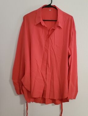 Shein Long Sleeve Pink Button-Up Blouse